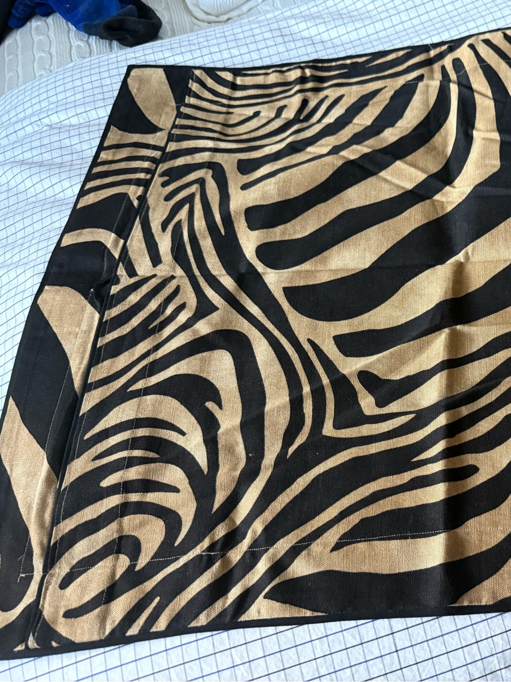 Vintage Ralph Lauren Black Zebra-Print Standard Pillow Sham, Made in Italy